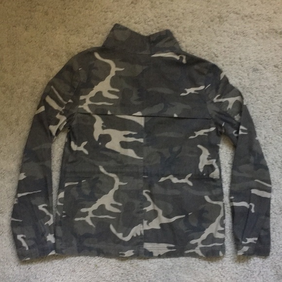 RSQ Size L Army Camouflage Anorak Jacket Front Zip Buttons Pockets Girls - Picture 8 of 8